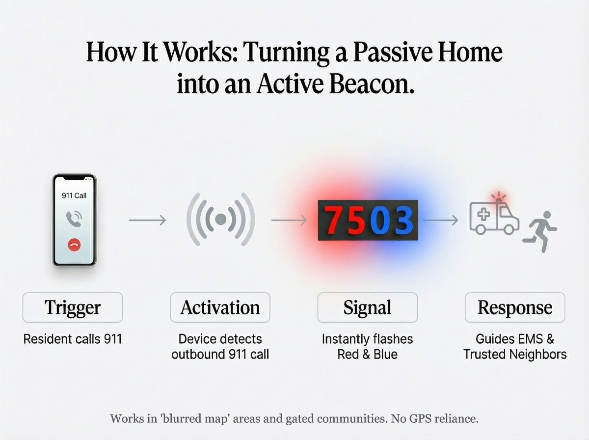 Glomensio Firefly illuminated house numbers explained &mdash; emergency beacon, address visibility, and smart modes.